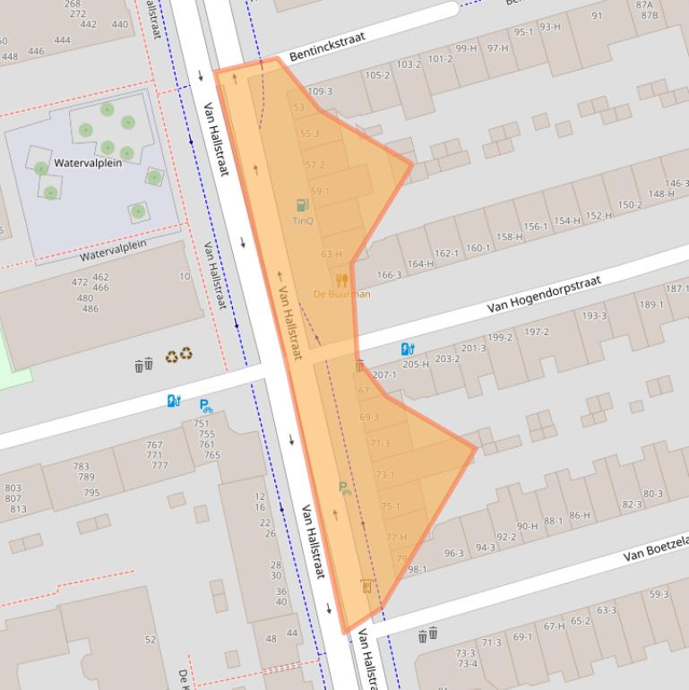 Kaart van postcodegebied 1051GZ.