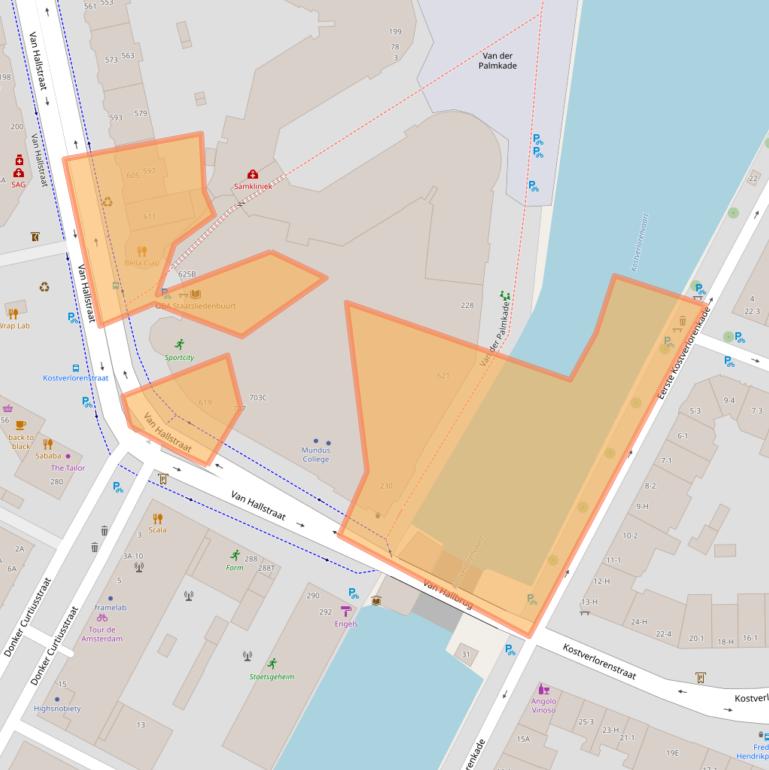 Kaart van postcodegebied 1051HE.