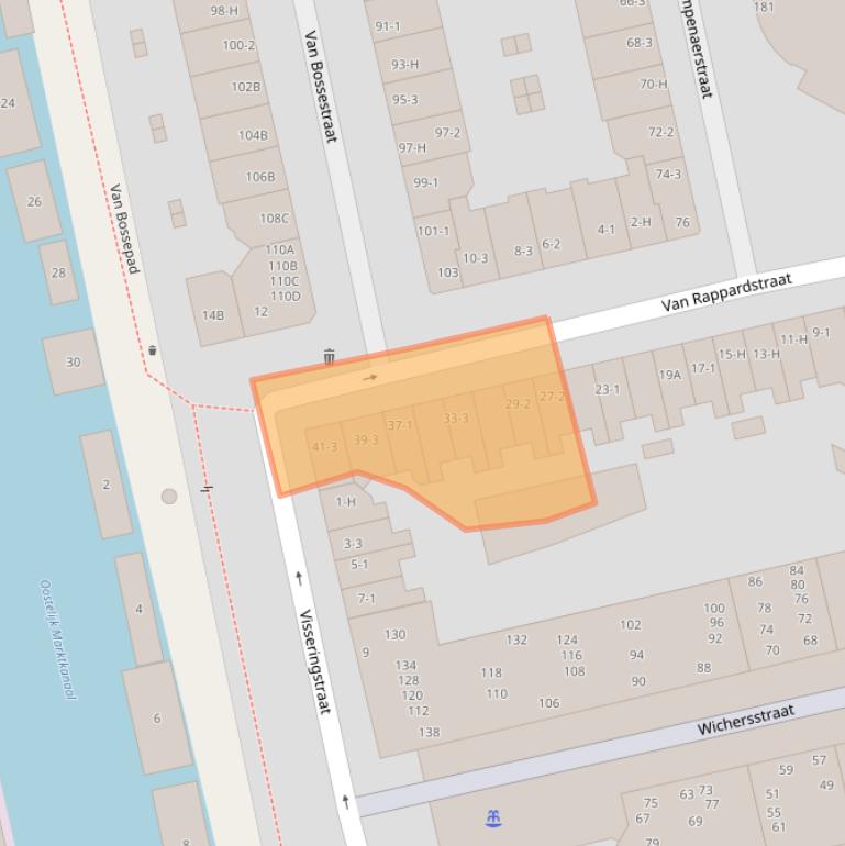 Kaart van postcodegebied 1051HX.