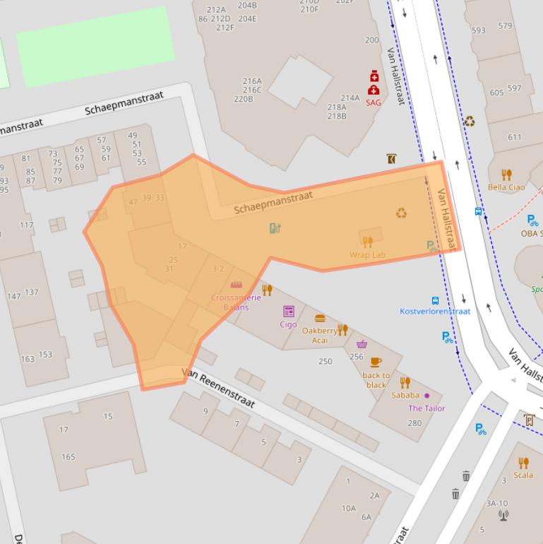 Kaart van postcodegebied 1051JC.