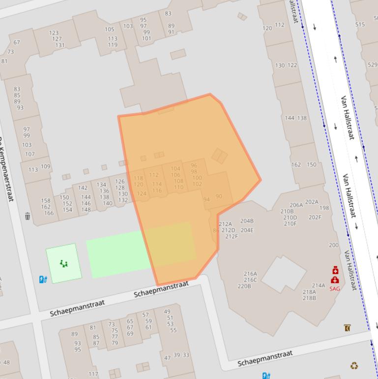 Kaart van postcodegebied 1051JG.
