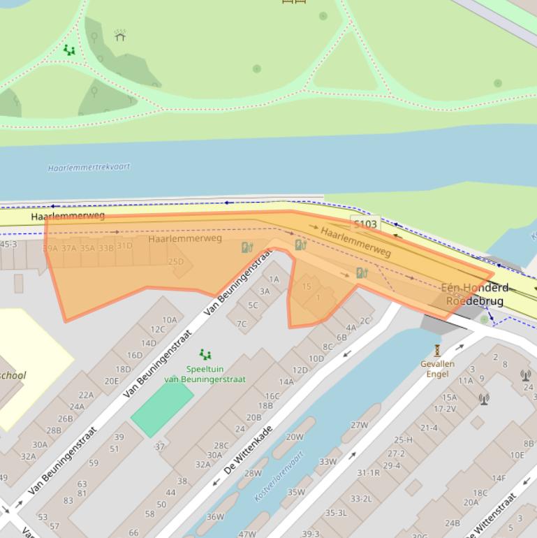 Kaart van postcodegebied 1051KN.