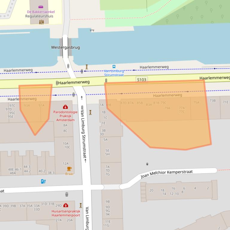 Kaart van postcodegebied 1051KS.
