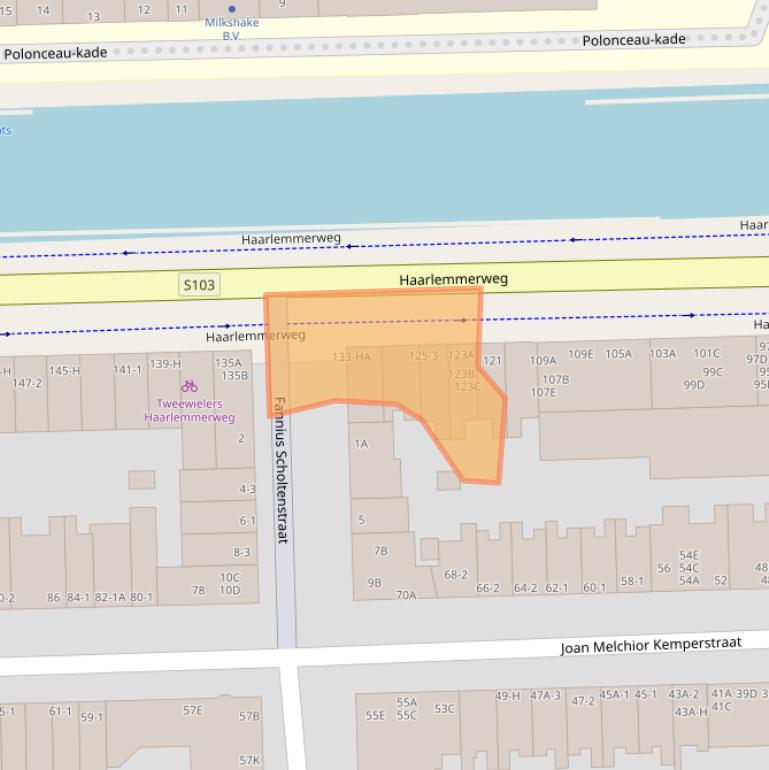 Kaart van postcodegebied 1051KW.