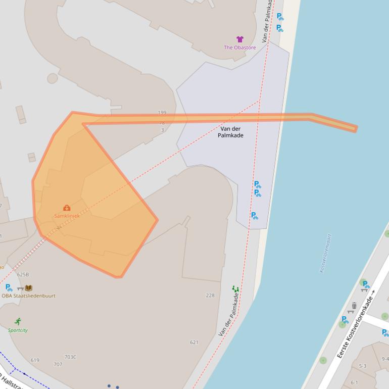 Kaart van postcodegebied 1051RJ.