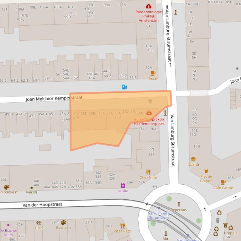 Kaart van postcodegebied 1051TH.