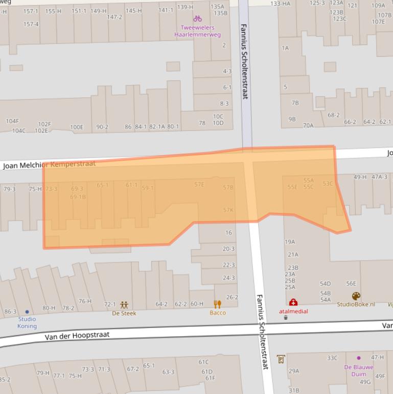 Kaart van postcodegebied 1051TK.
