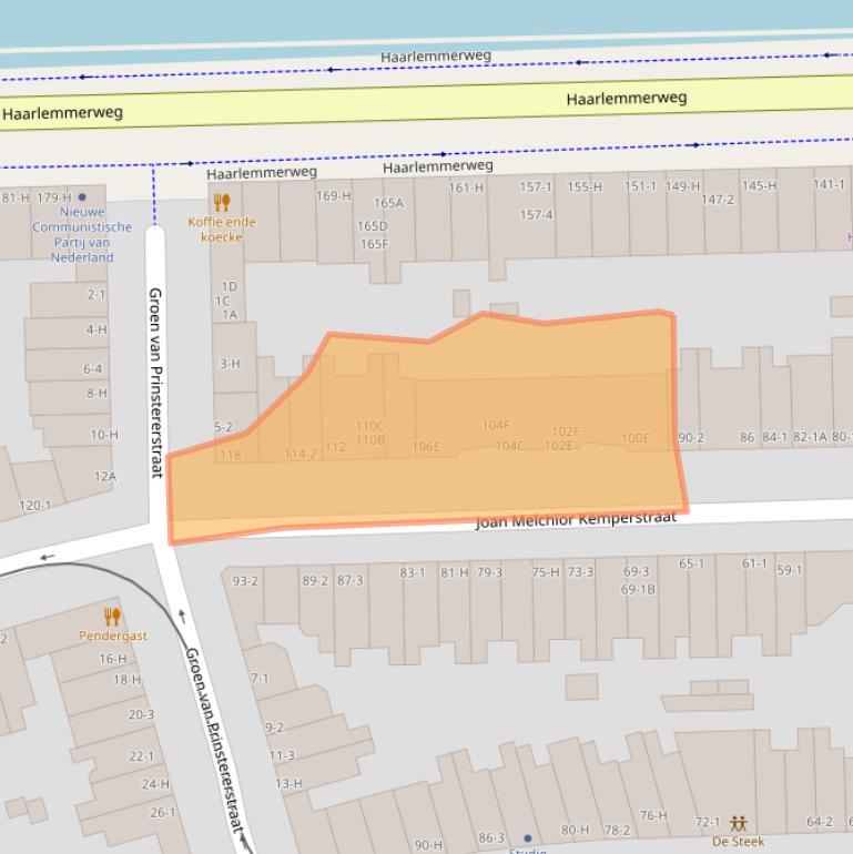 Kaart van postcodegebied 1051TW.