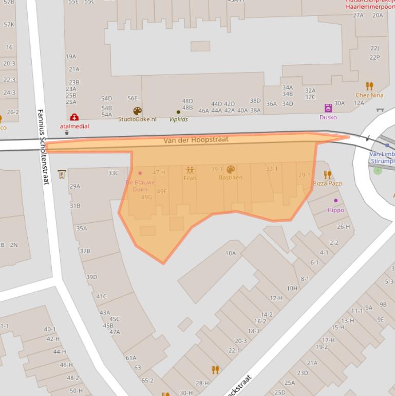 Kaart van postcodegebied 1051VB.