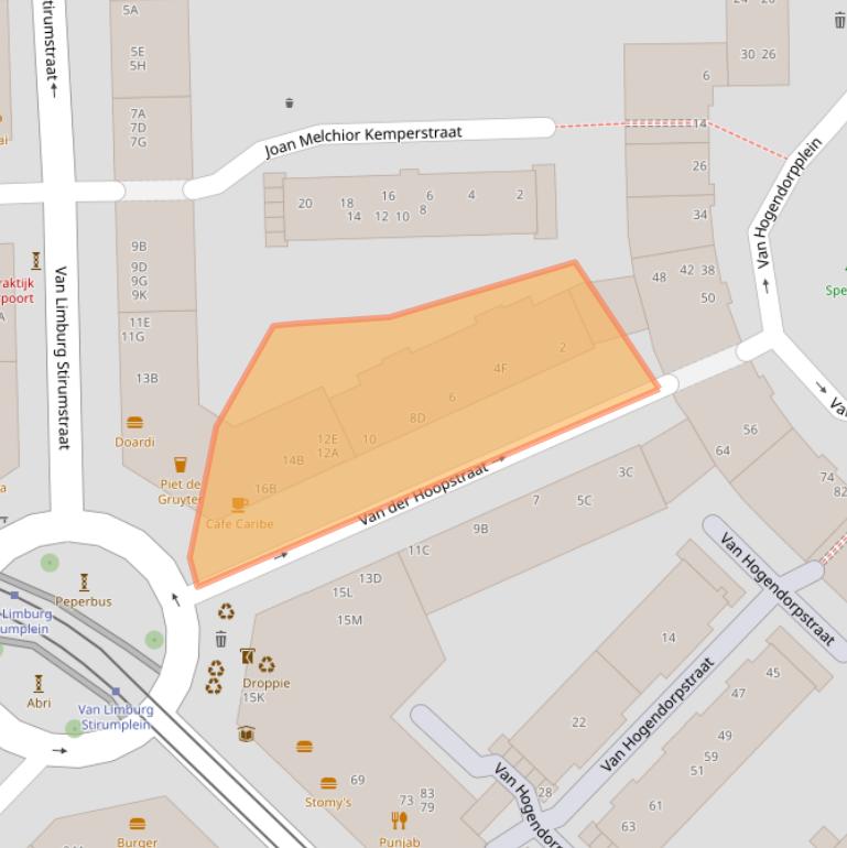 Kaart van postcodegebied 1051VG.