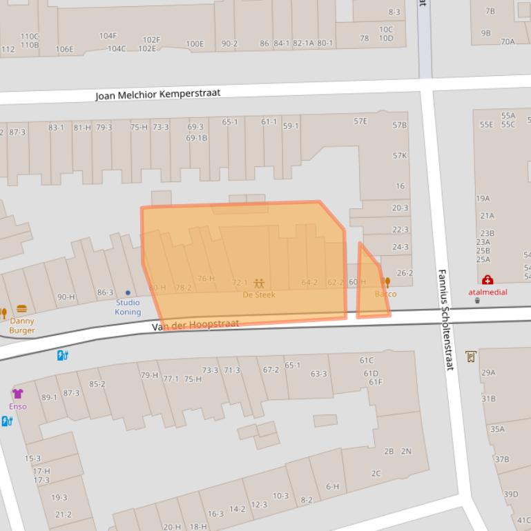 Kaart van postcodegebied 1051VK.