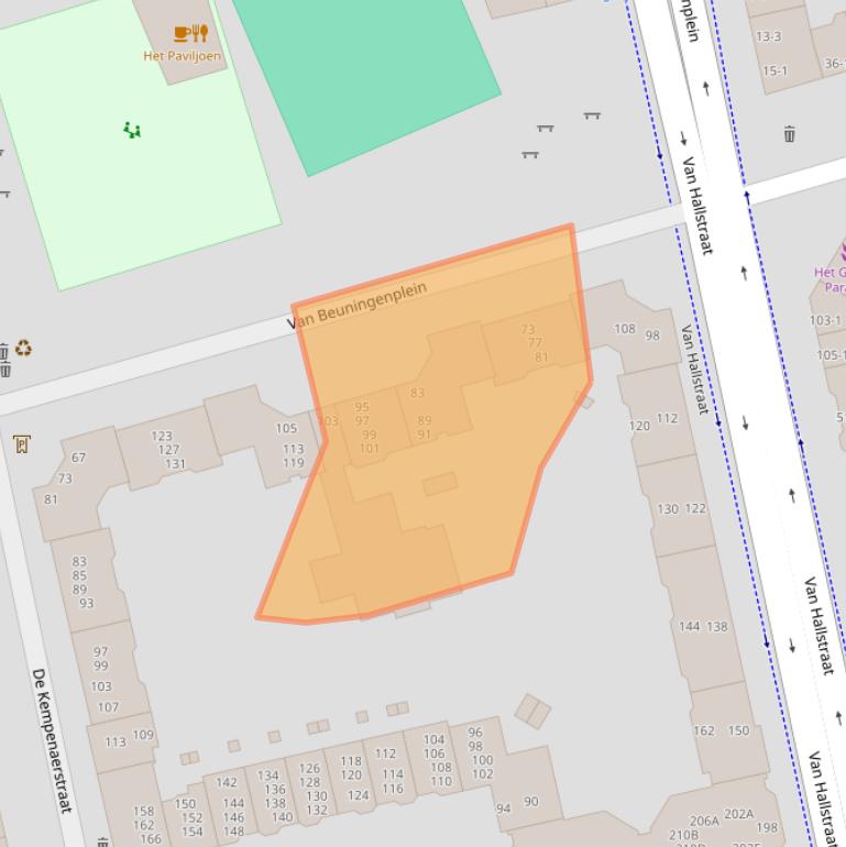 Kaart van postcodegebied 1051VT.