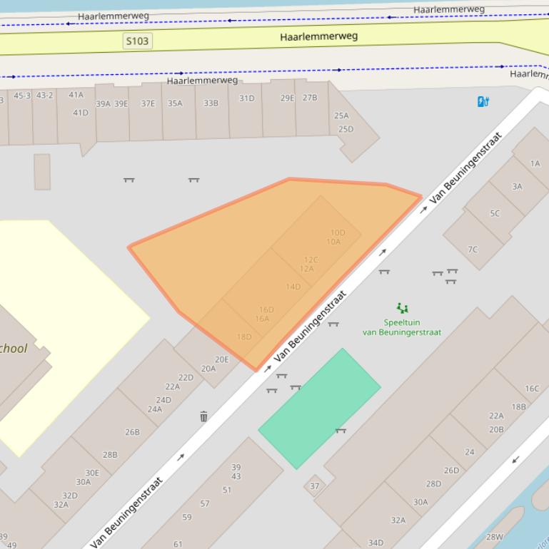 Kaart van postcodegebied 1051XE.