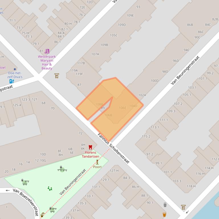 Kaart van postcodegebied 1051XT.