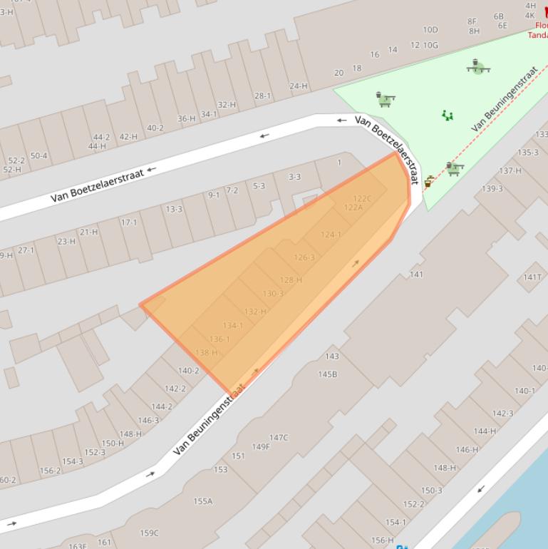 Kaart van postcodegebied 1051XV.