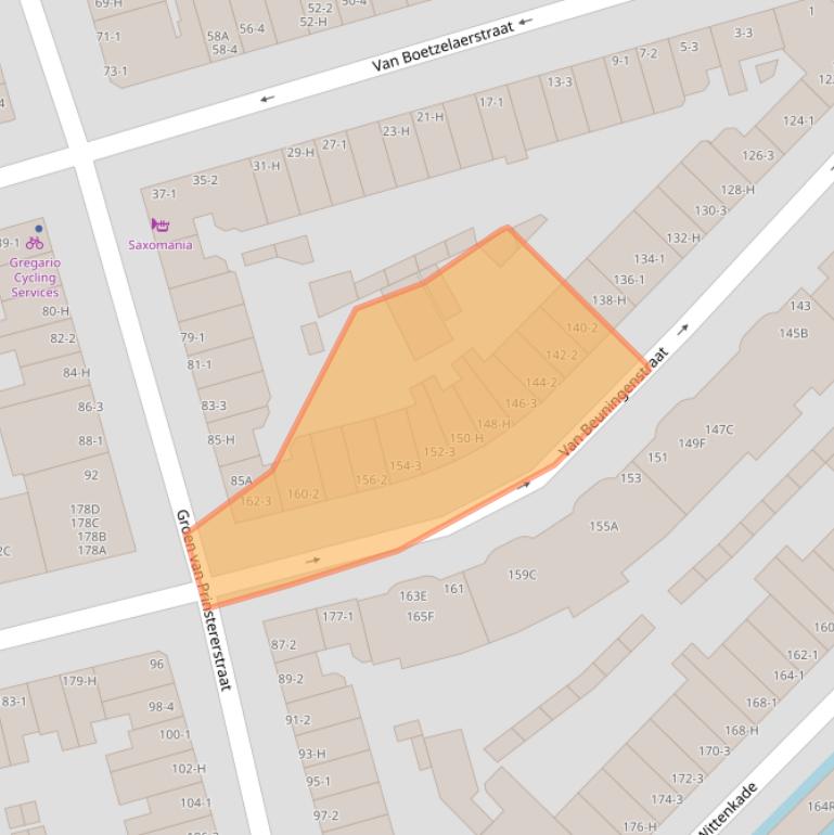 Kaart van postcodegebied 1051XW.