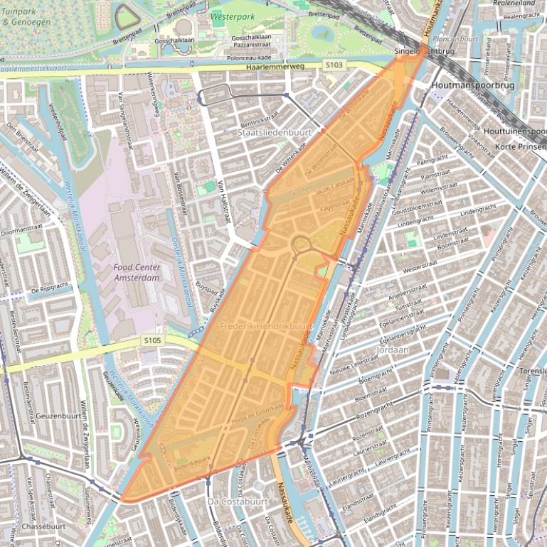 Kaart van postcodegebied 1052.