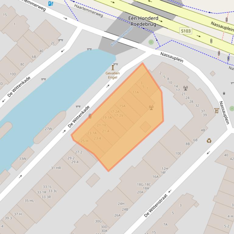 Kaart van postcodegebied 1052AA.