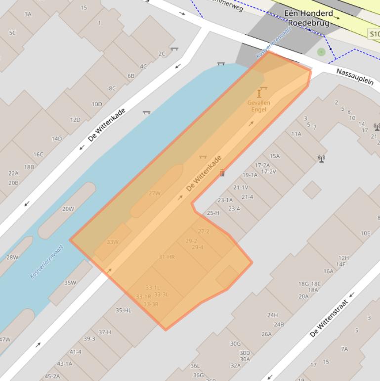 Kaart van postcodegebied 1052AB.