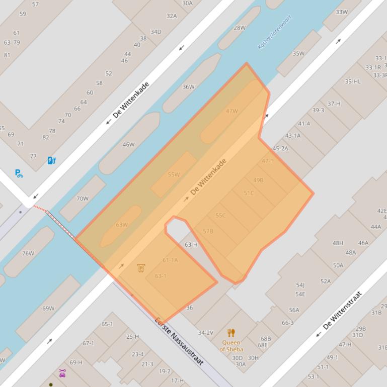 Kaart van postcodegebied 1052AD.