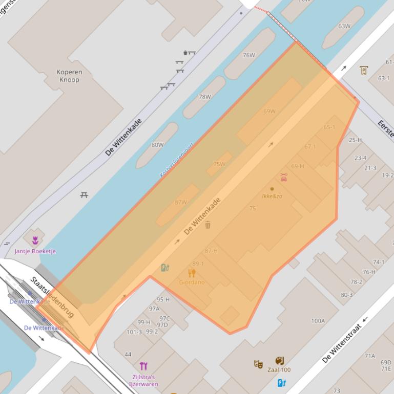 Kaart van postcodegebied 1052AE.