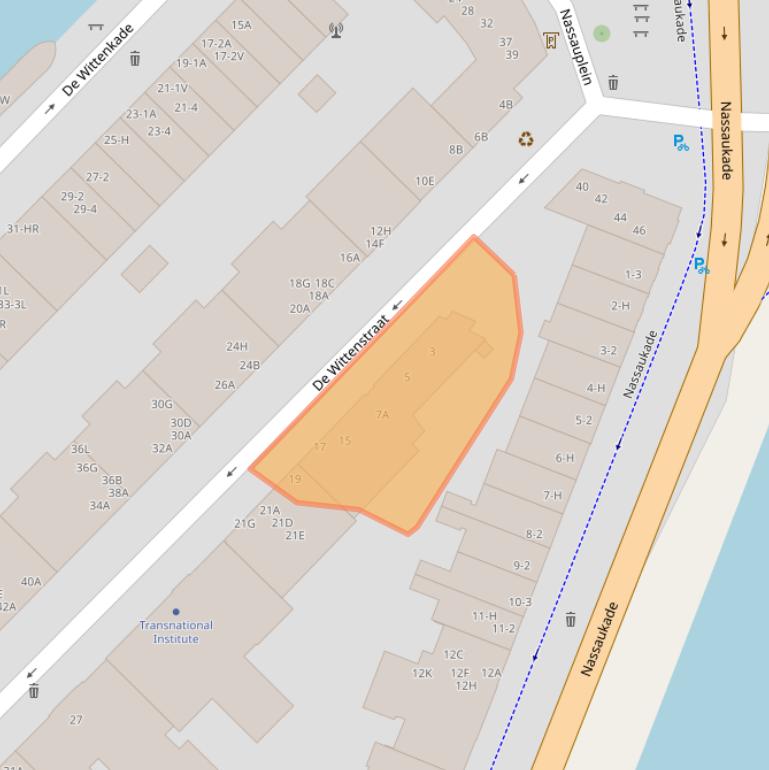 Kaart van postcodegebied 1052AJ.