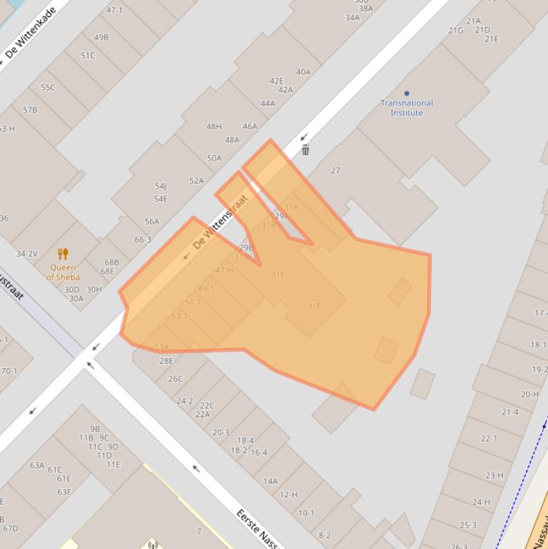 Kaart van postcodegebied 1052AL.