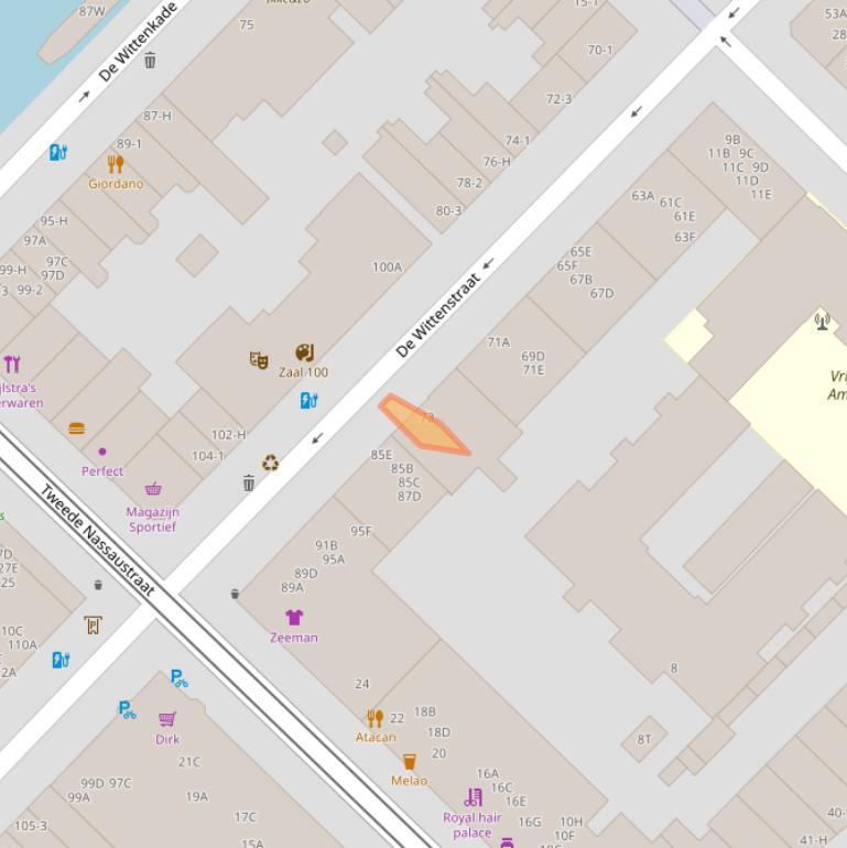 Kaart van postcodegebied 1052AN.