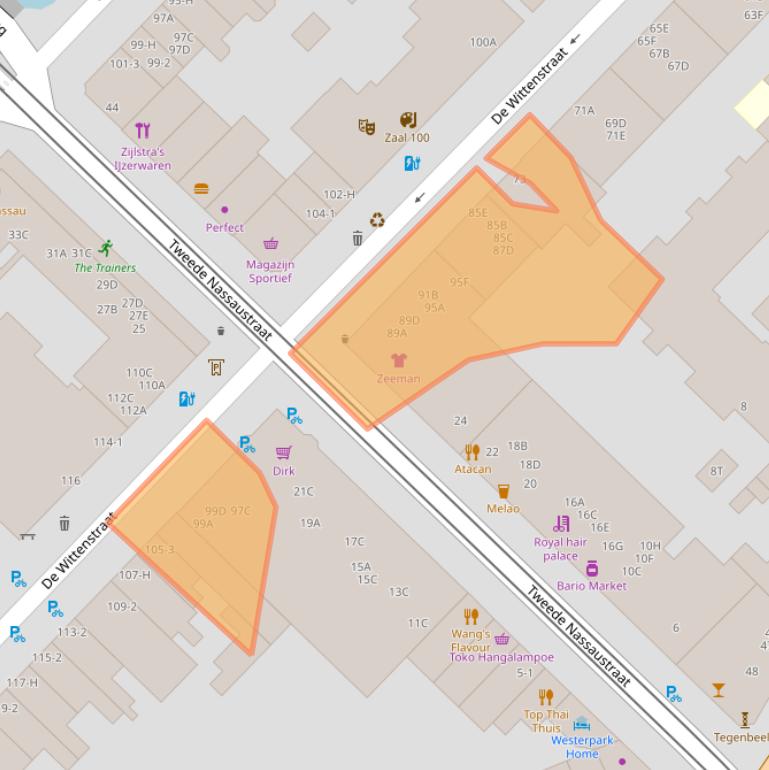 Kaart van postcodegebied 1052AP.