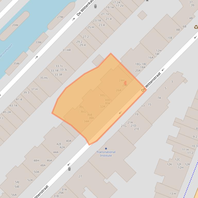 Kaart van postcodegebied 1052AW.