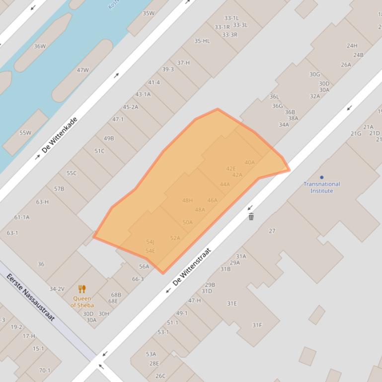 Kaart van postcodegebied 1052AX.