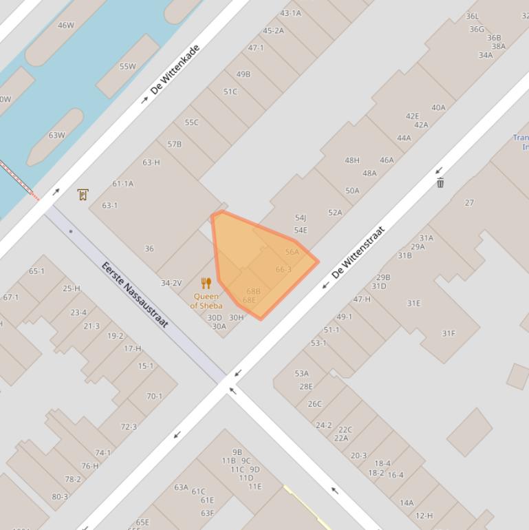 Kaart van postcodegebied 1052AZ.