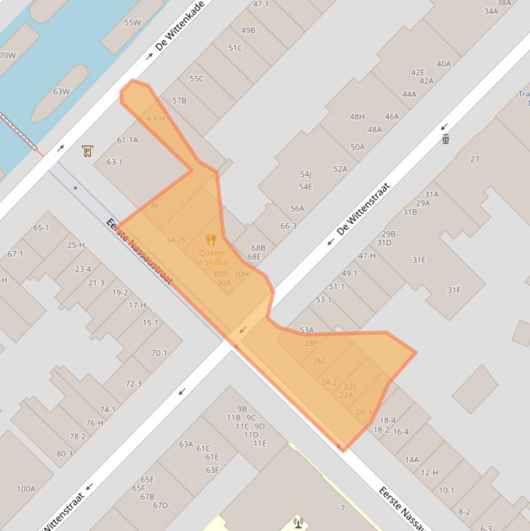 Kaart van postcodegebied 1052BH.