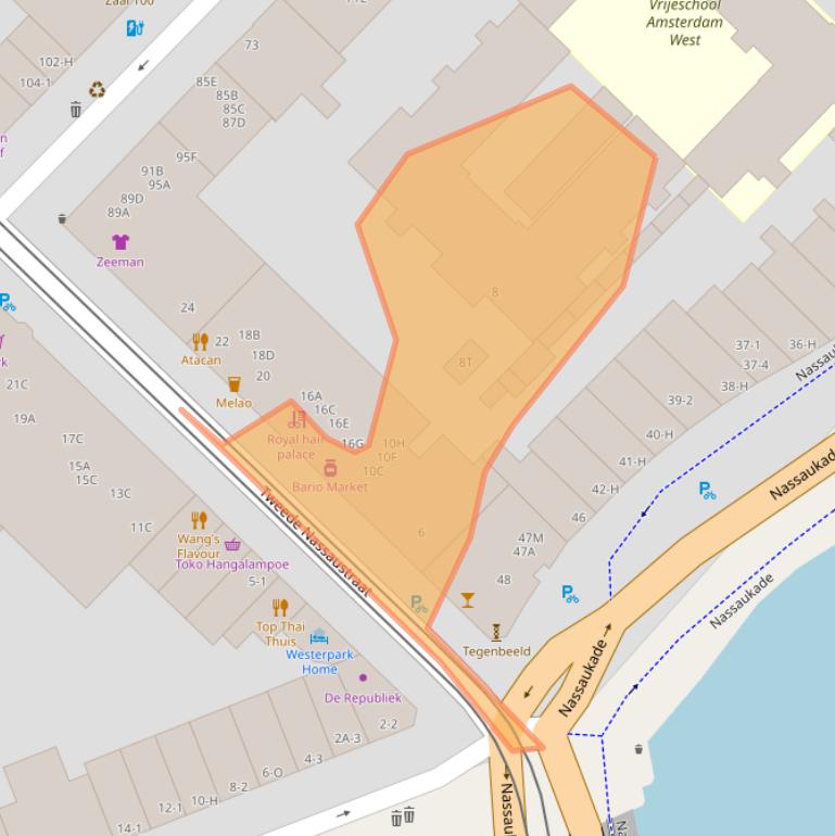 Kaart van postcodegebied 1052BM.