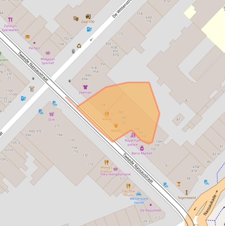 Kaart van postcodegebied 1052BN.