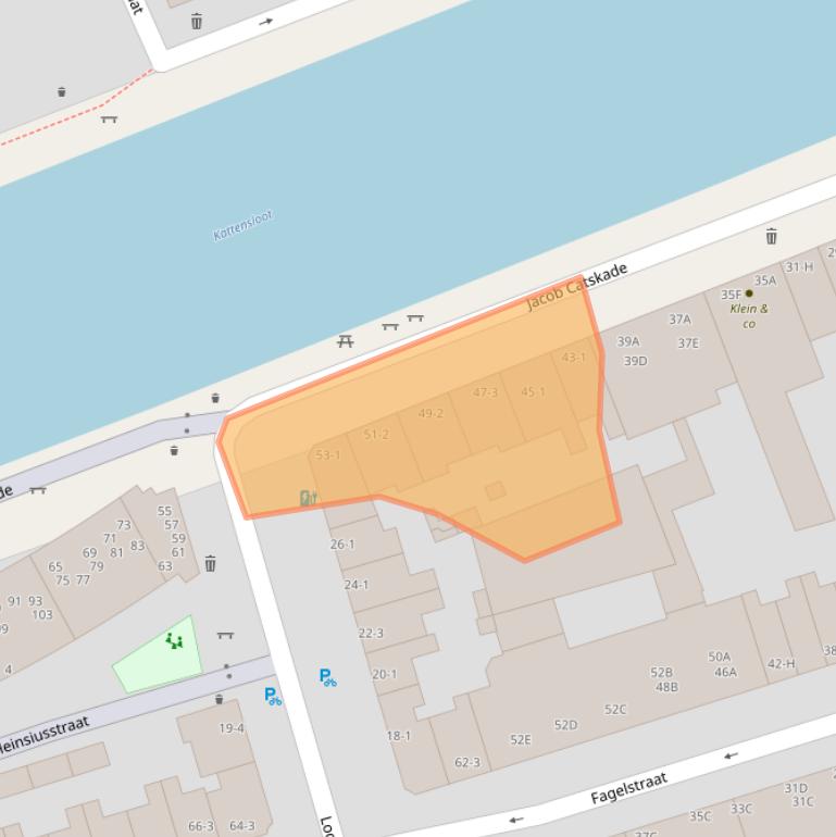 Kaart van postcodegebied 1052BV.