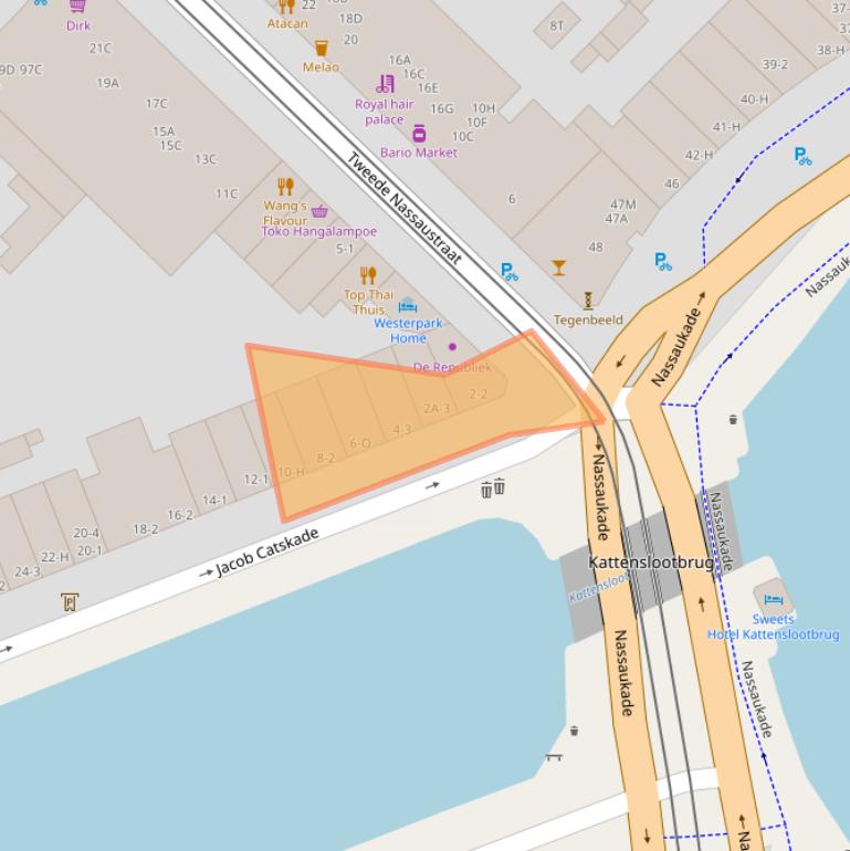 Kaart van postcodegebied 1052BW.