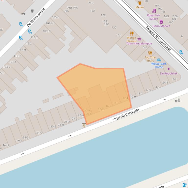 Kaart van postcodegebied 1052BX.