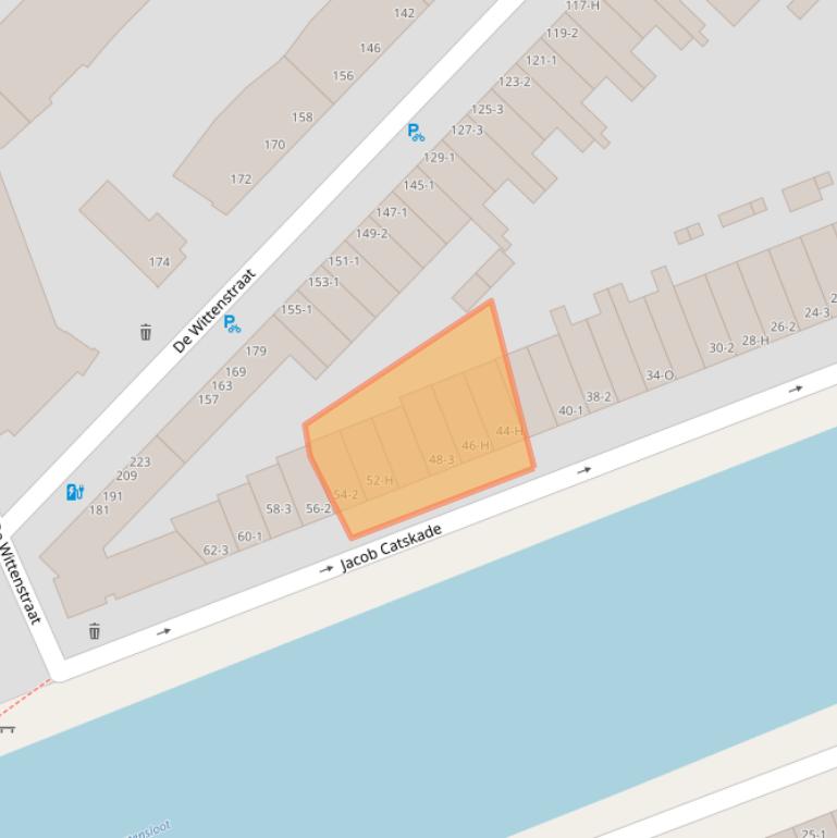 Kaart van postcodegebied 1052CB.