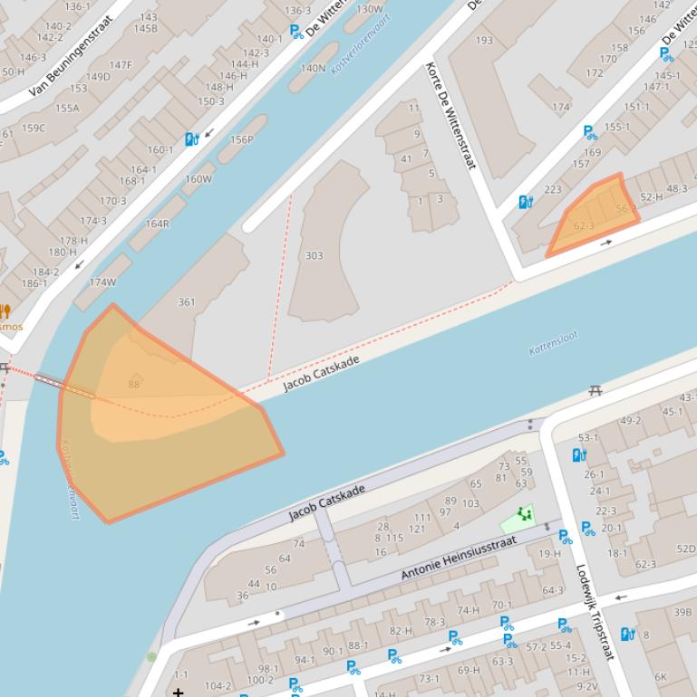 Kaart van postcodegebied 1052CC.