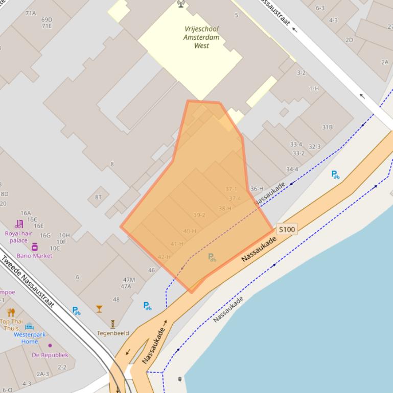 Kaart van postcodegebied 1052CL.