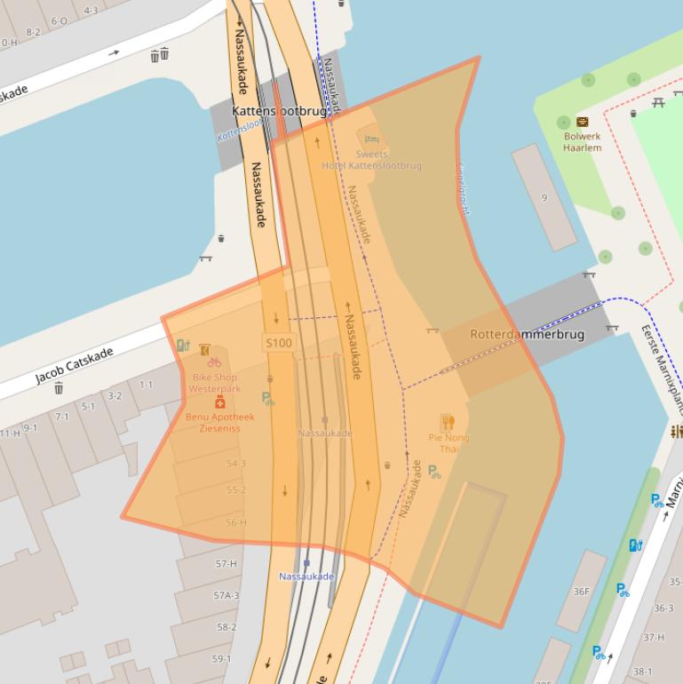 Kaart van postcodegebied 1052CN.