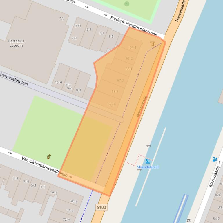 Kaart van postcodegebied 1052CR.