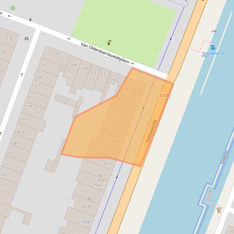 Kaart van postcodegebied 1052CS.