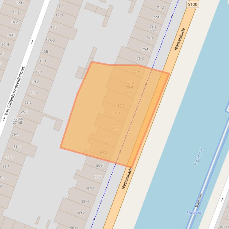 Kaart van postcodegebied 1052CT.