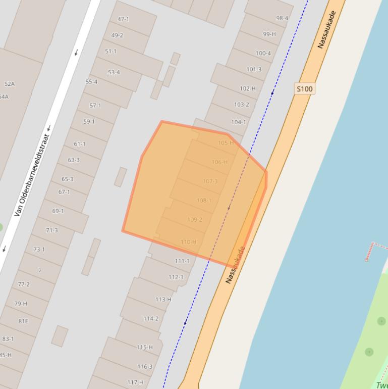 Kaart van postcodegebied 1052CZ.