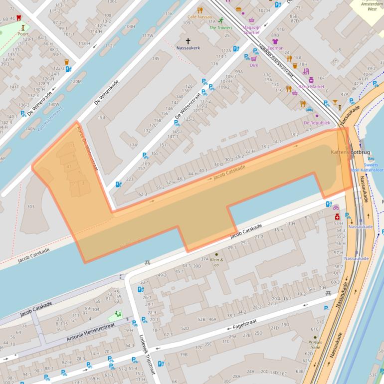 Kaart van postcodegebied 1052DG.