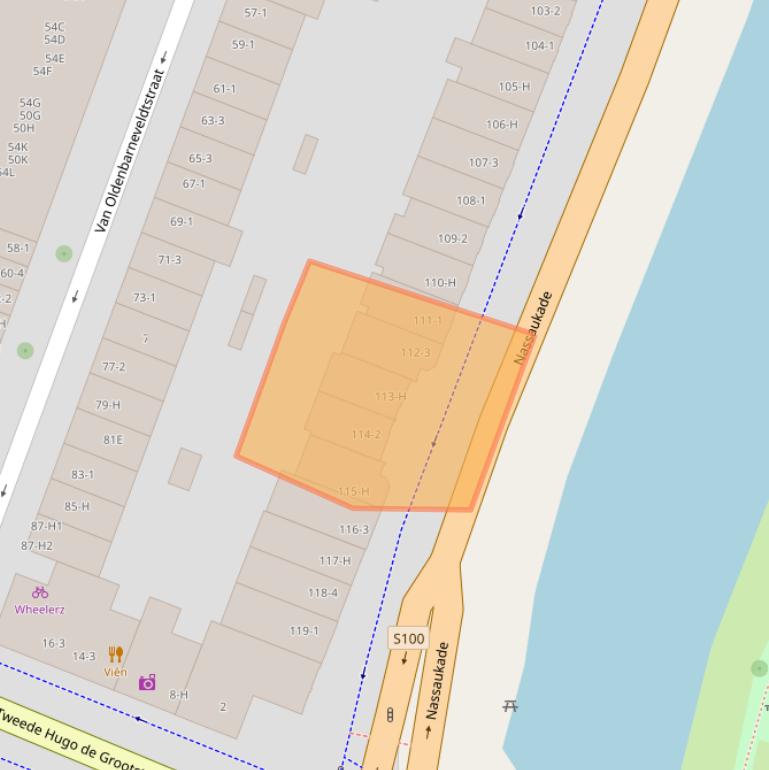 Kaart van postcodegebied 1052EA.