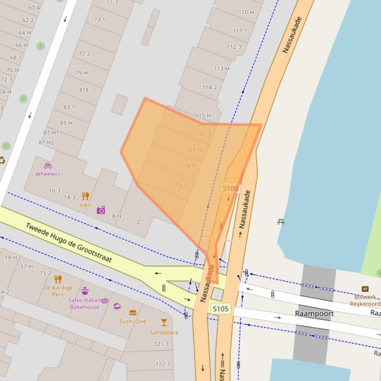 Kaart van postcodegebied 1052EB.