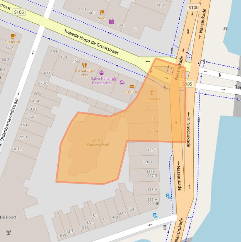 Kaart van postcodegebied 1052EC.